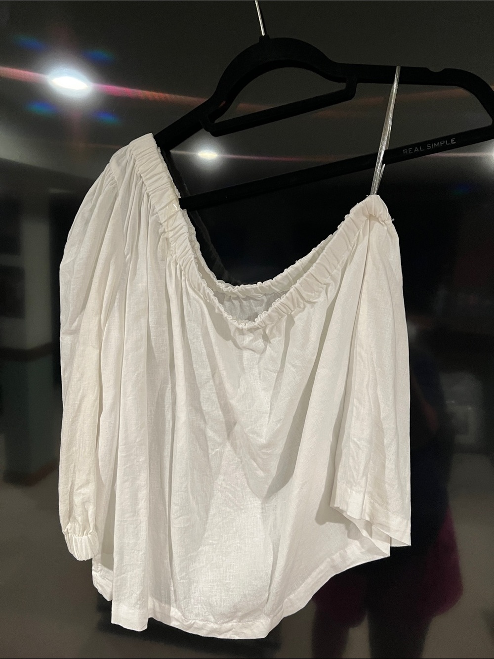 a new day White Off-Shoulder Peasant Blouse
